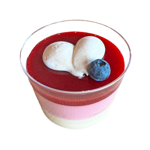 Hallon- och vit chokladmousse